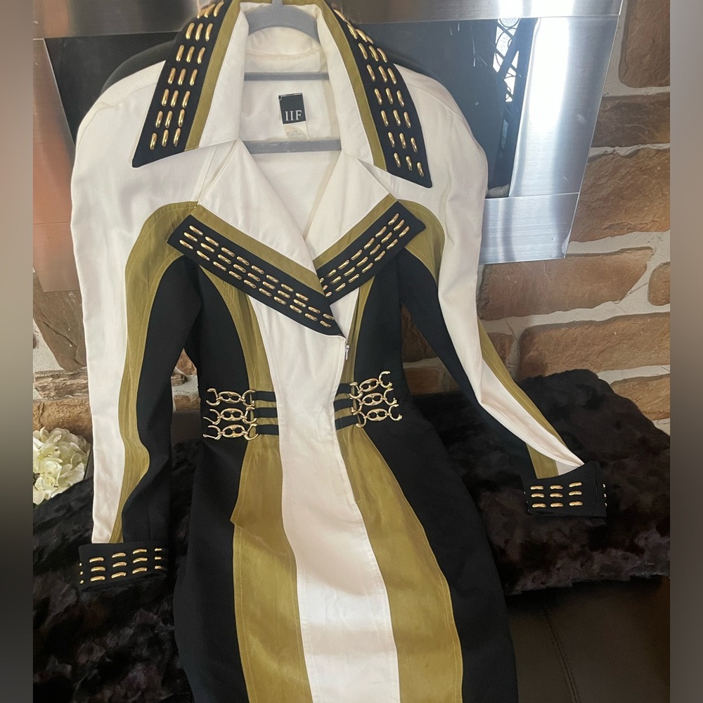 IIF Vintage Dress, Elegant Black, Cream, Olive Green